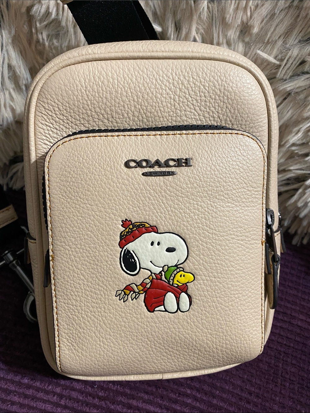 Coach X Peanuts Track Pack 14 Snoopy & Woodstock Crossbody NWOT